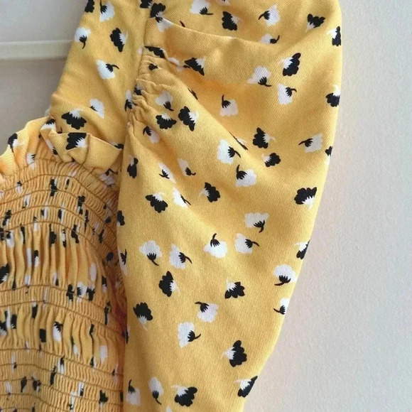 Amanda Uprichard Women's Yellow Monaco Smocked Floral Print Top, Size XS - Picture 11 of 16
